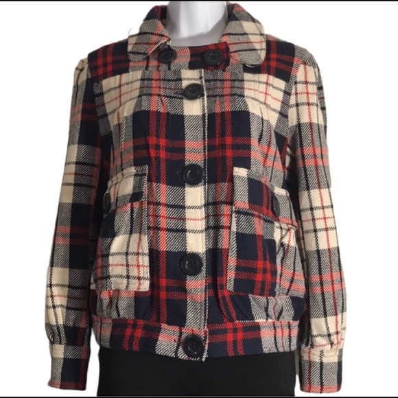 Lovely Waist Length Plaid PeaCoat - Picture 1 of 6
